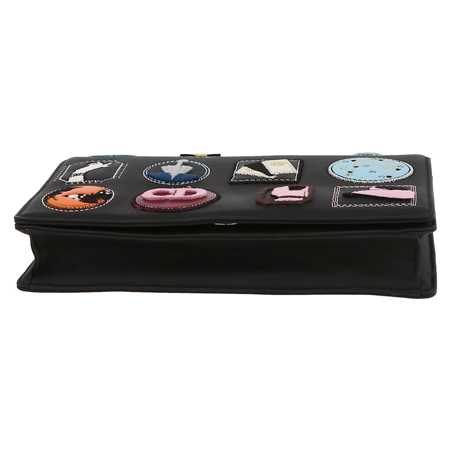 Sac/pochette Dior  Diorama Wallet on Chain en cuir noir - Detail D4