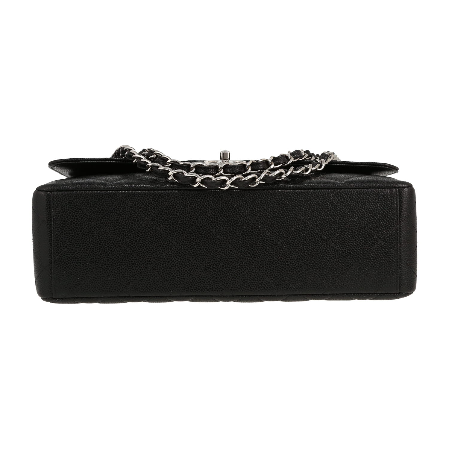 Chanel  Timeless Maxi Jumbo shoulder bag  in black quilted grained leather - Detail D1