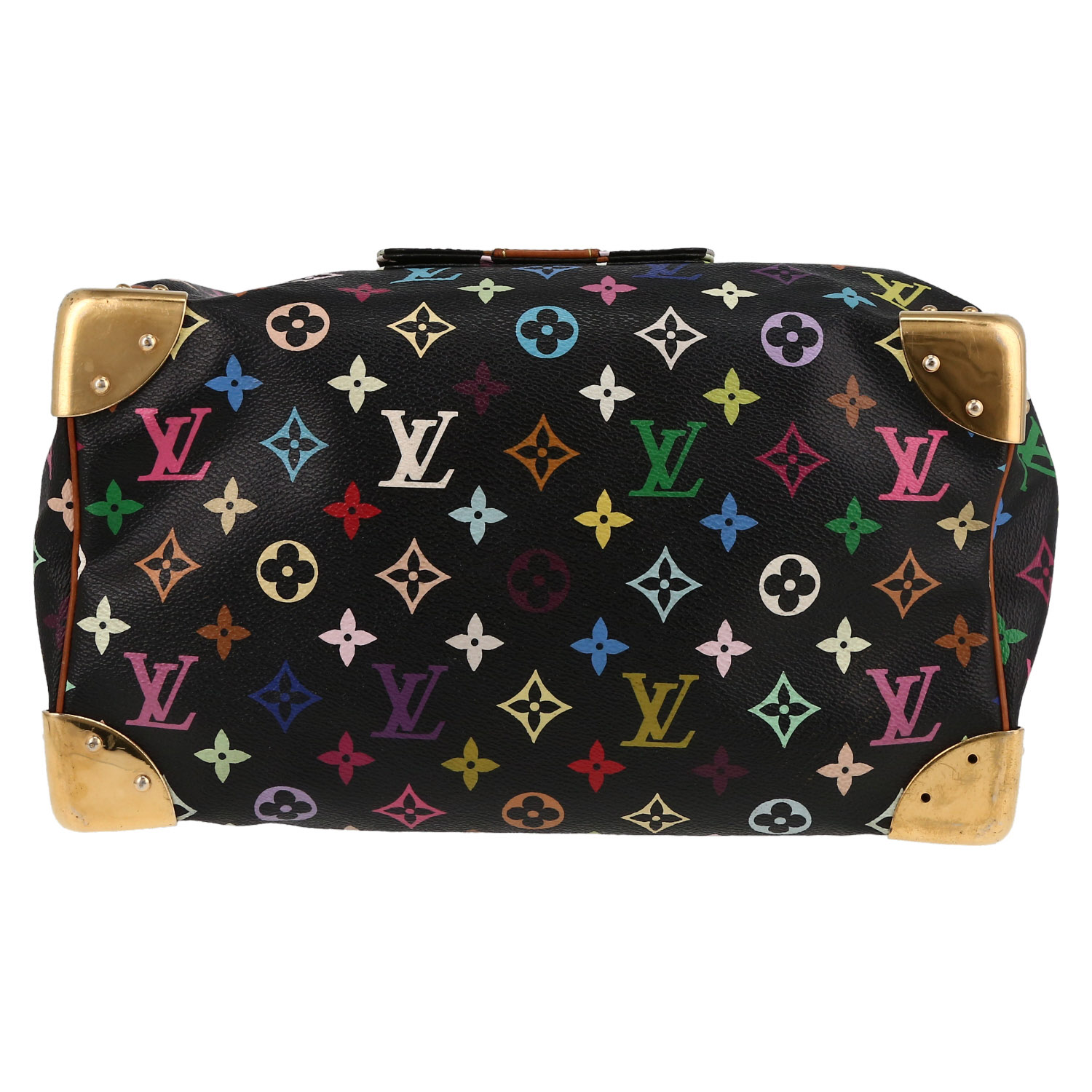 Borsa Louis Vuitton  Speedy Editions Limitées in tela monogram multicolore e nera e pelle naturale - Detail D1