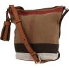 Burberry  Ashby shoulder bag  in beige, black, white and red canvas  and brown leather - 00pp thumbnail