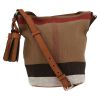 Burberry  Ashby shoulder bag  in beige, black, white and red canvas  and brown leather - Detail D2 thumbnail