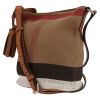 Burberry  Ashby shoulder bag  in beige, black, white and red canvas  and brown leather - Detail D3 thumbnail