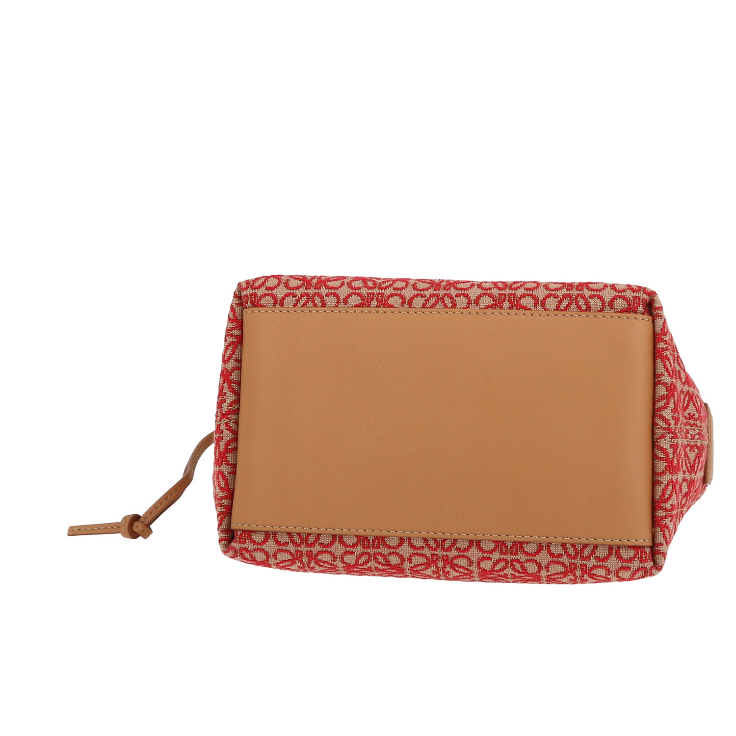 Borsa Loewe  Cubi in tela siglata beige e rossa e pelle beige - Detail D4