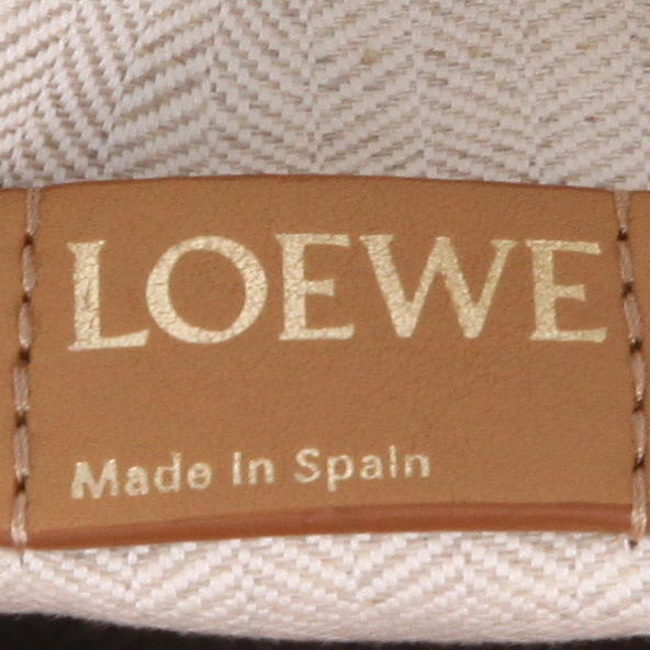 Bolso de mano Loewe  Cubi en lona monogram beige y roja y cuero beige - Detail D9