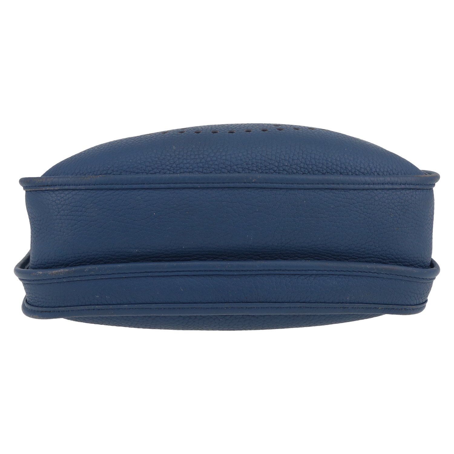 Sac bandoulière Hermès  Evelyne en cuir togo bleu - Detail D1