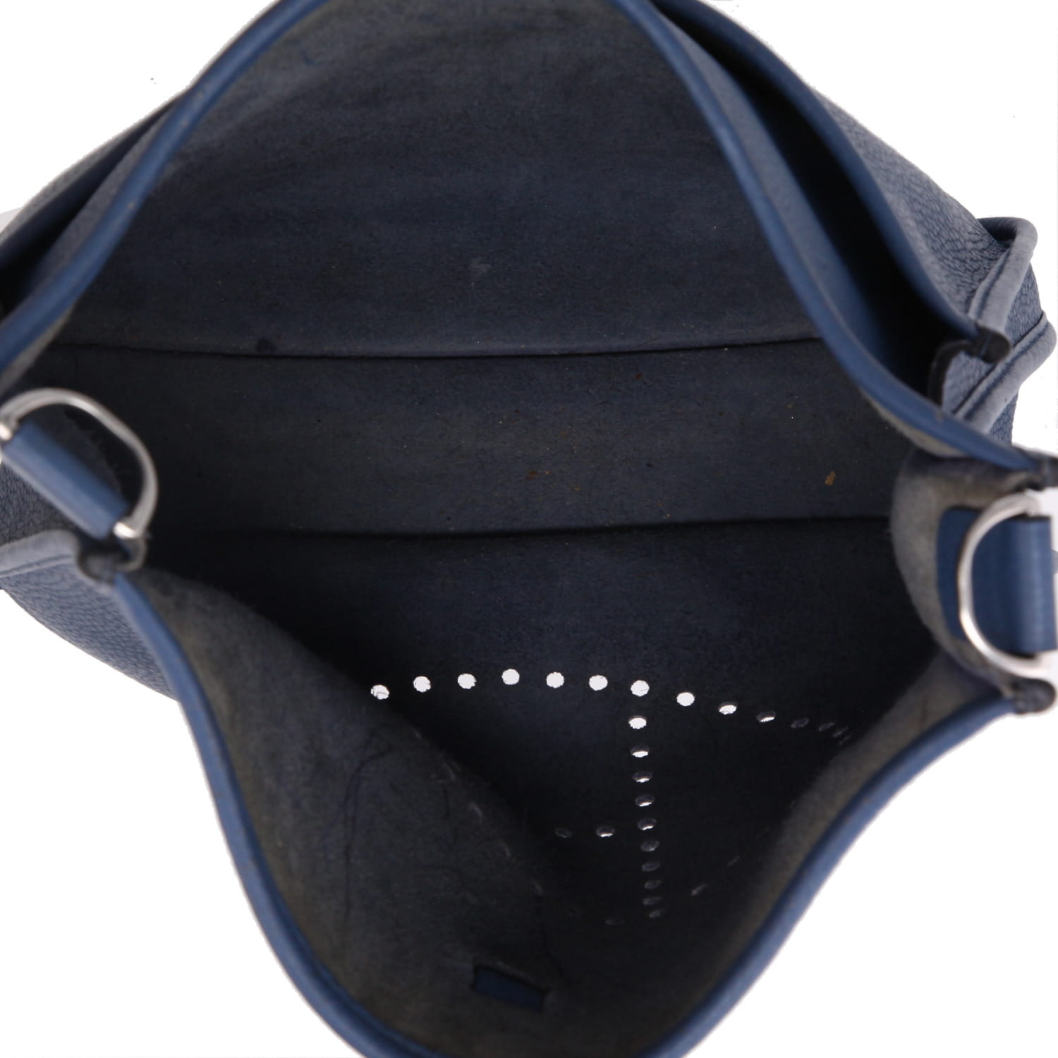 Sac bandoulière Hermès  Evelyne en cuir togo bleu - Detail D3