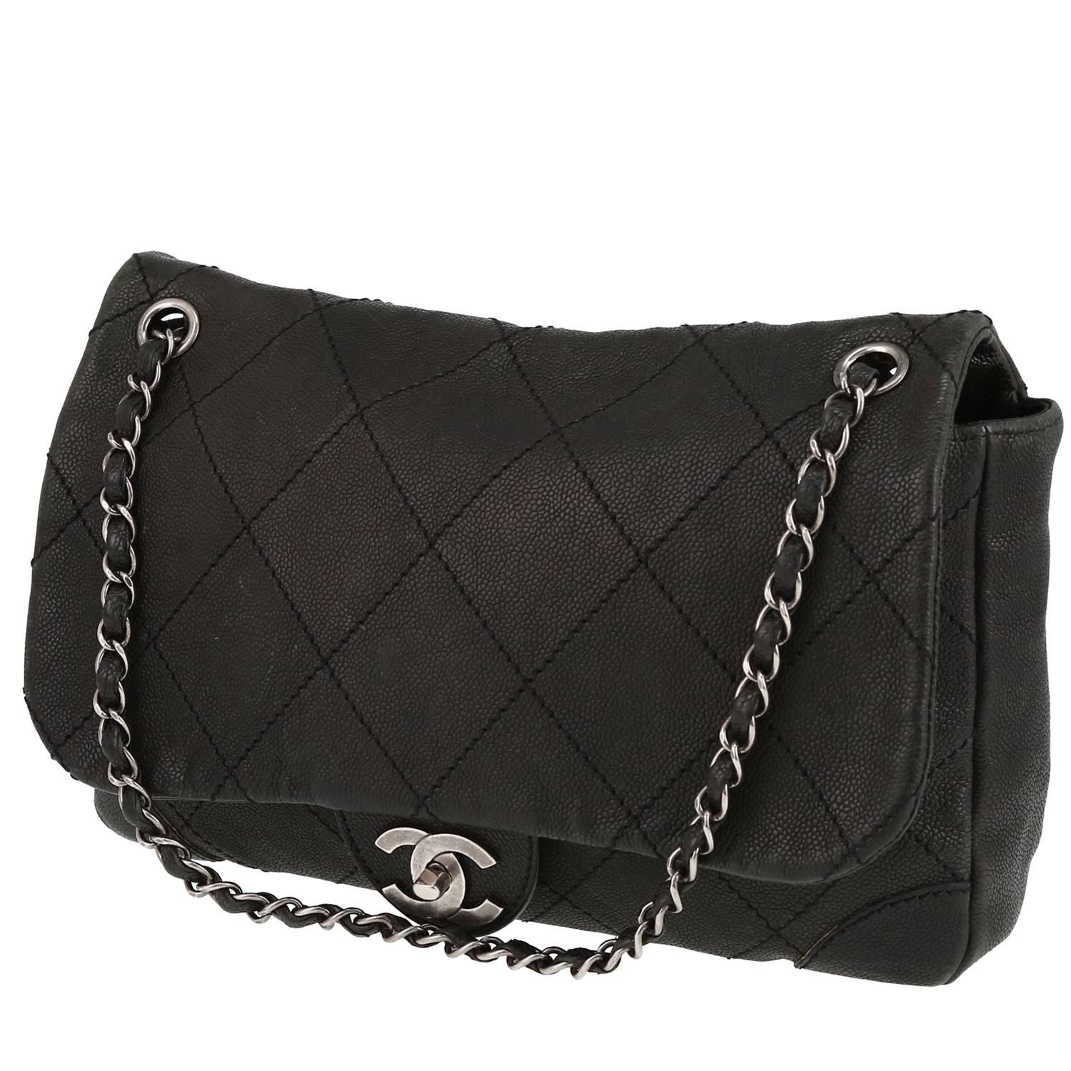 CHANEL COCO PLEATS BLACK QUILTED CALFSKIN LEATHER