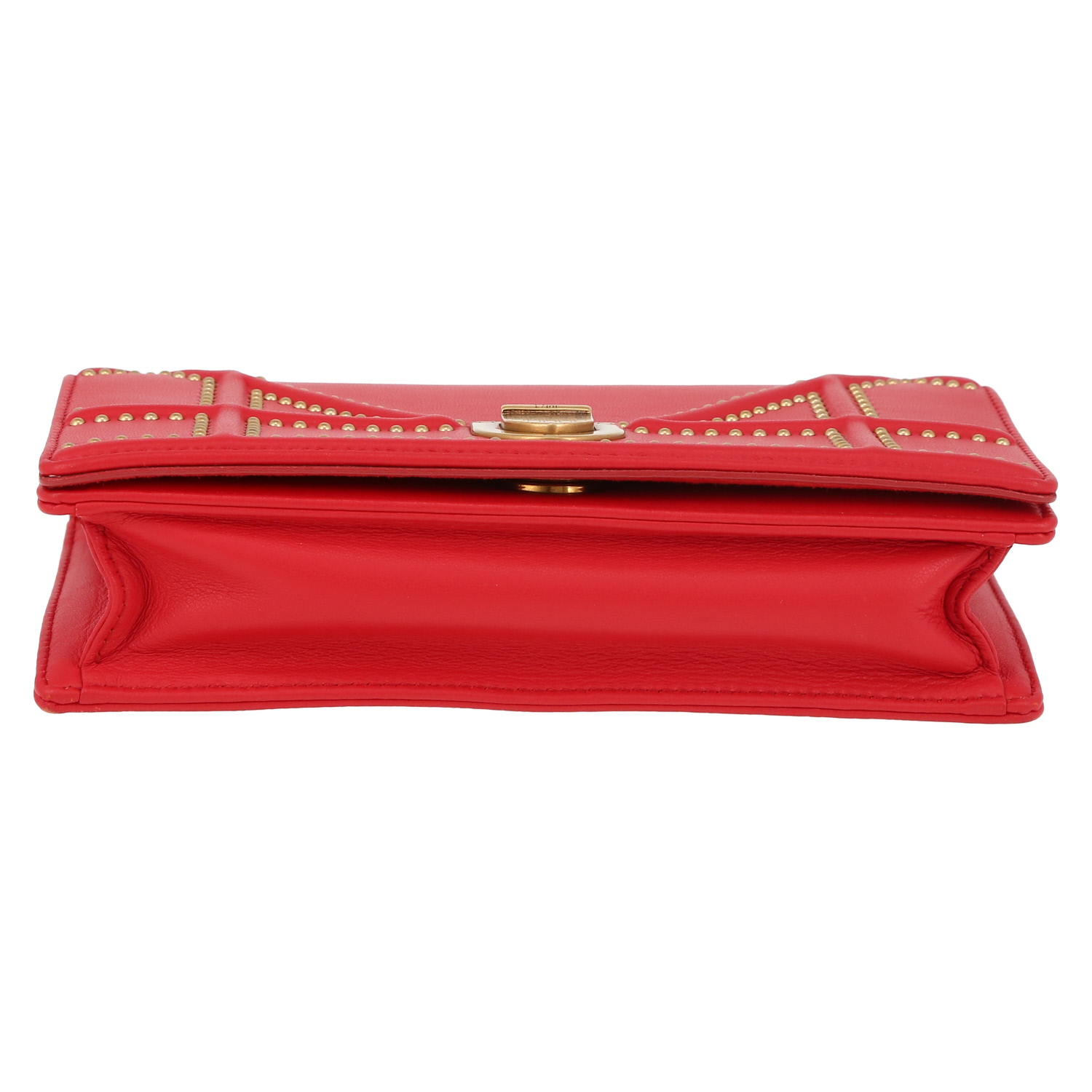 Sac/pochette Dior  Diorama Wallet on Chain en cuir rouge - Detail D1
