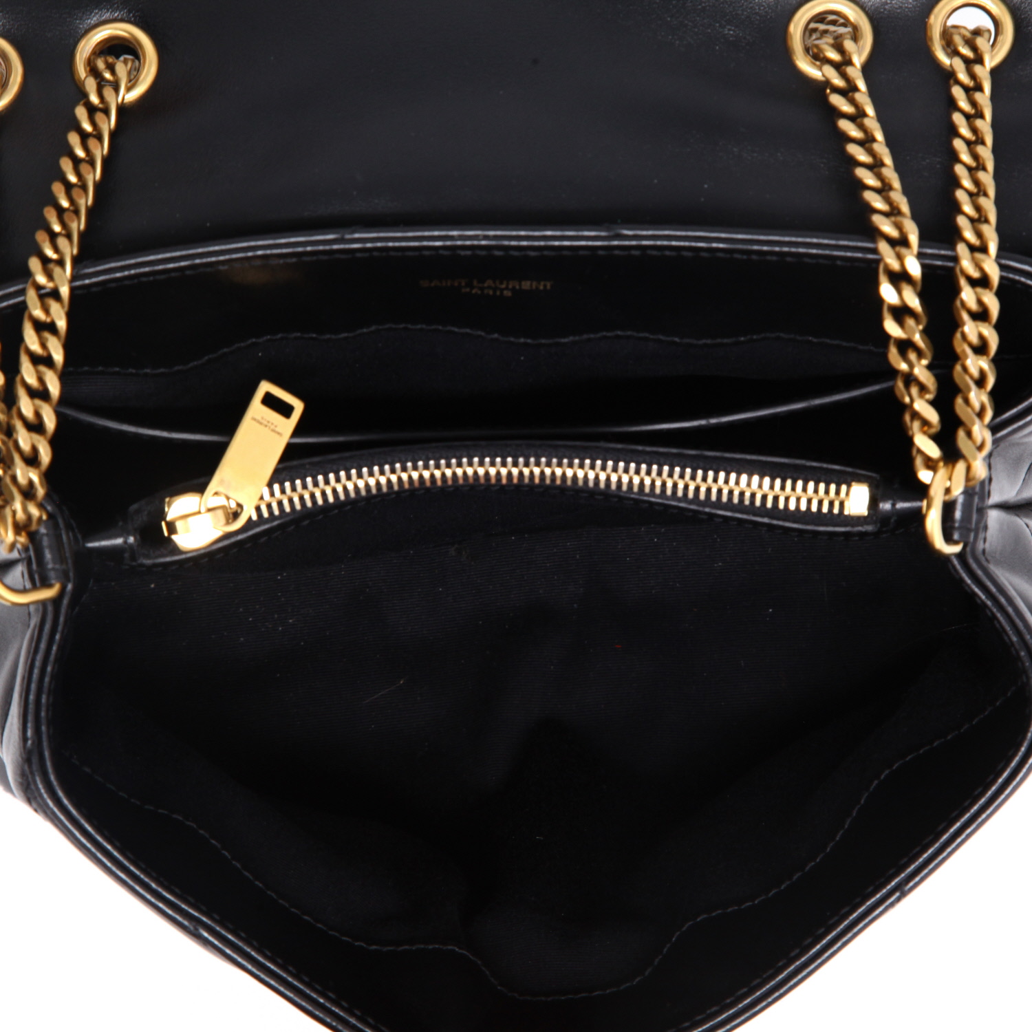 Bolso bandolera Saint Laurent  Loulou modelo pequeño  en cuero acolchado con motivos de espigas negro - Detail D3