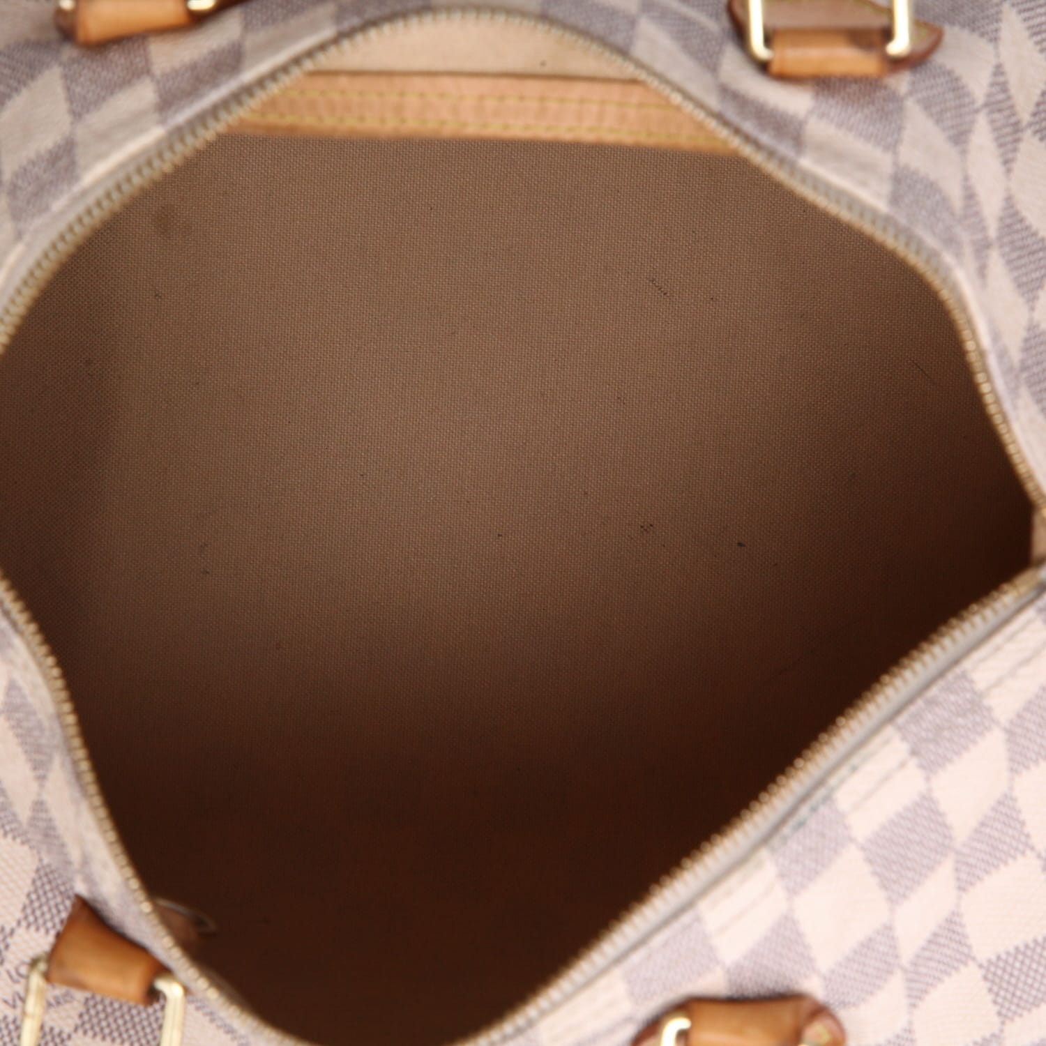 Sac à main Louis Vuitton  Speedy 30 en toile damier azur et cuir naturel - Detail D3