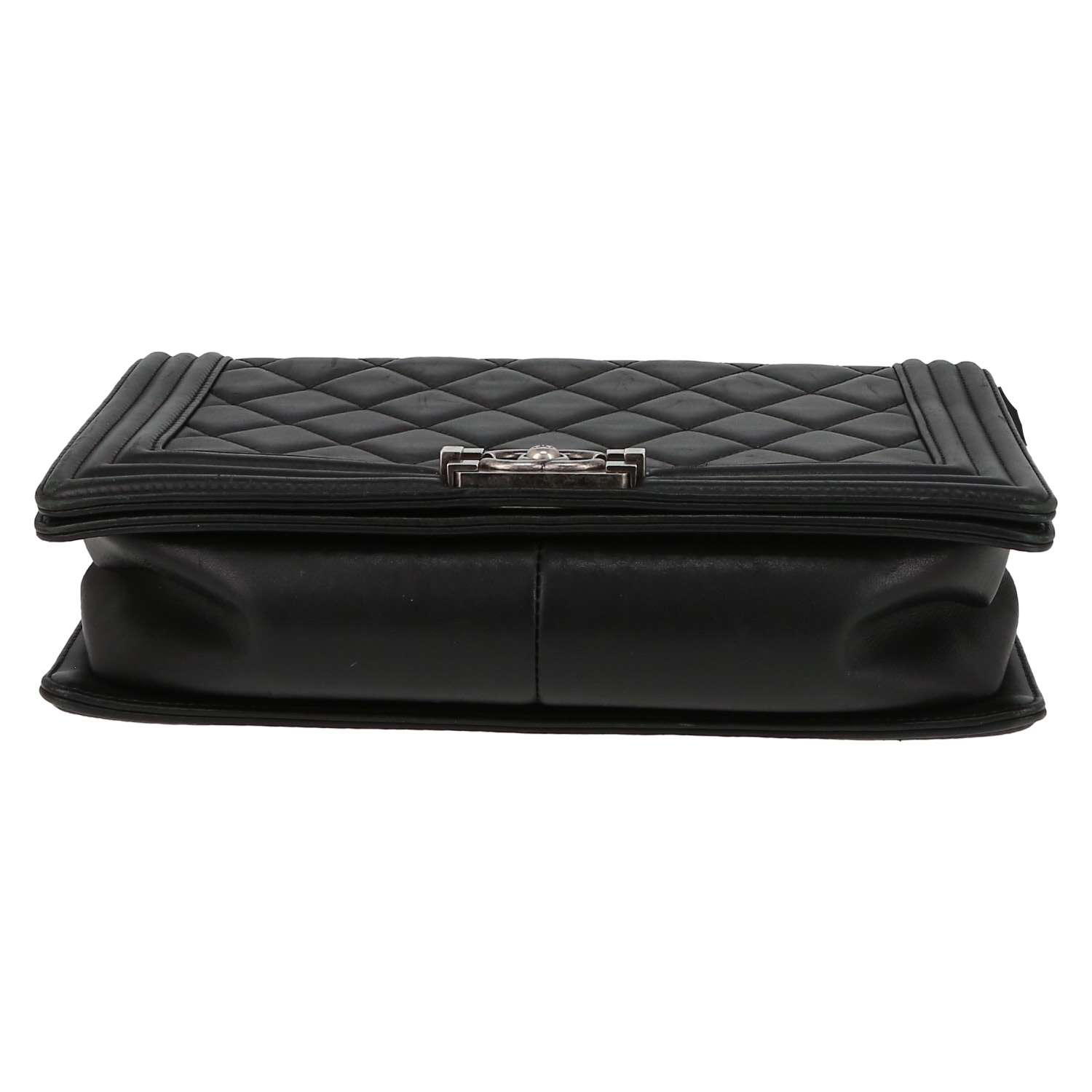 Chanel  Boy large model  shoulder bag  in black quilted leather - Detail D1