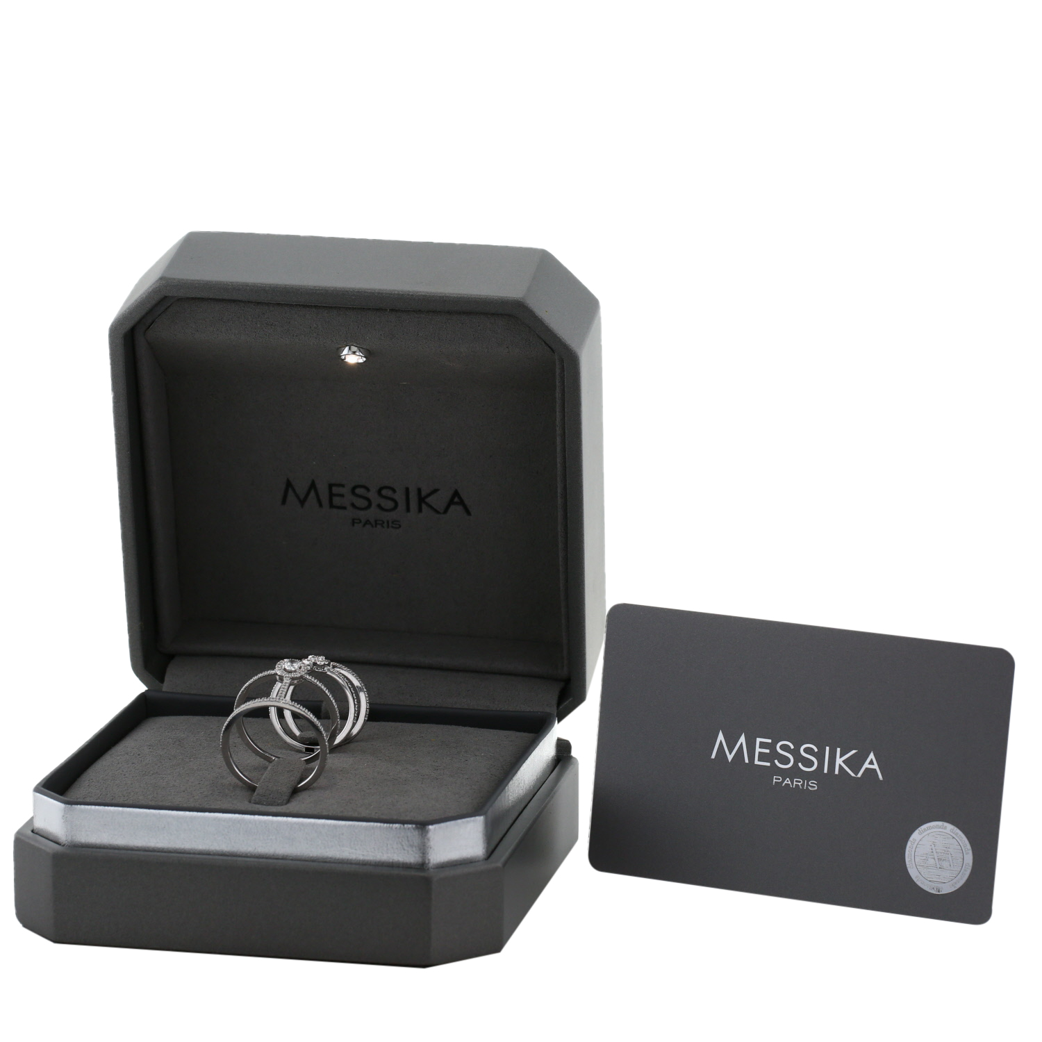 Par de sortijas Messika Glam'Azone de oro blanco y diamantes - Detail D2