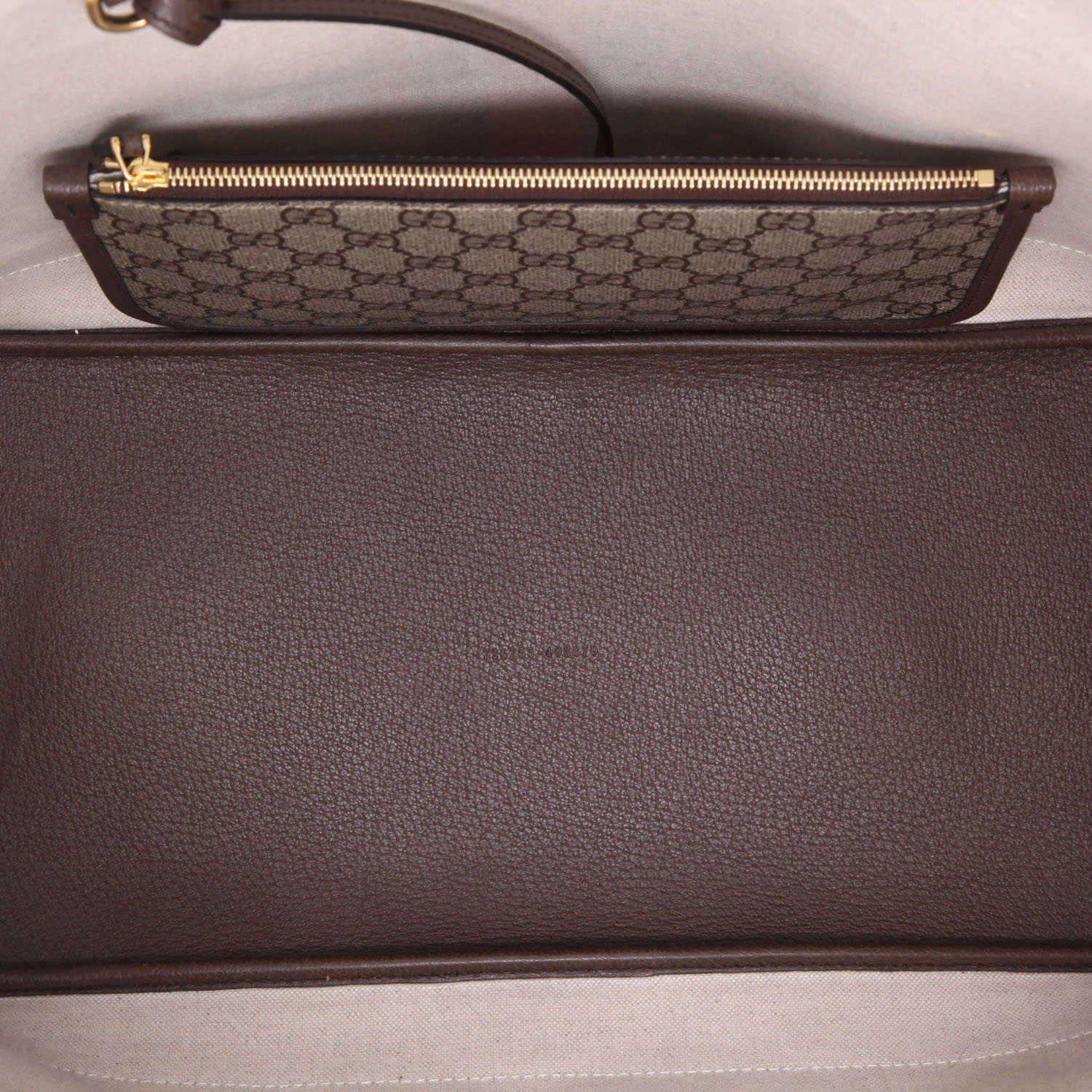 Shopping bag Gucci  Suprême GG in tela "sûpreme GG" beige e pelle marrone - Detail D3