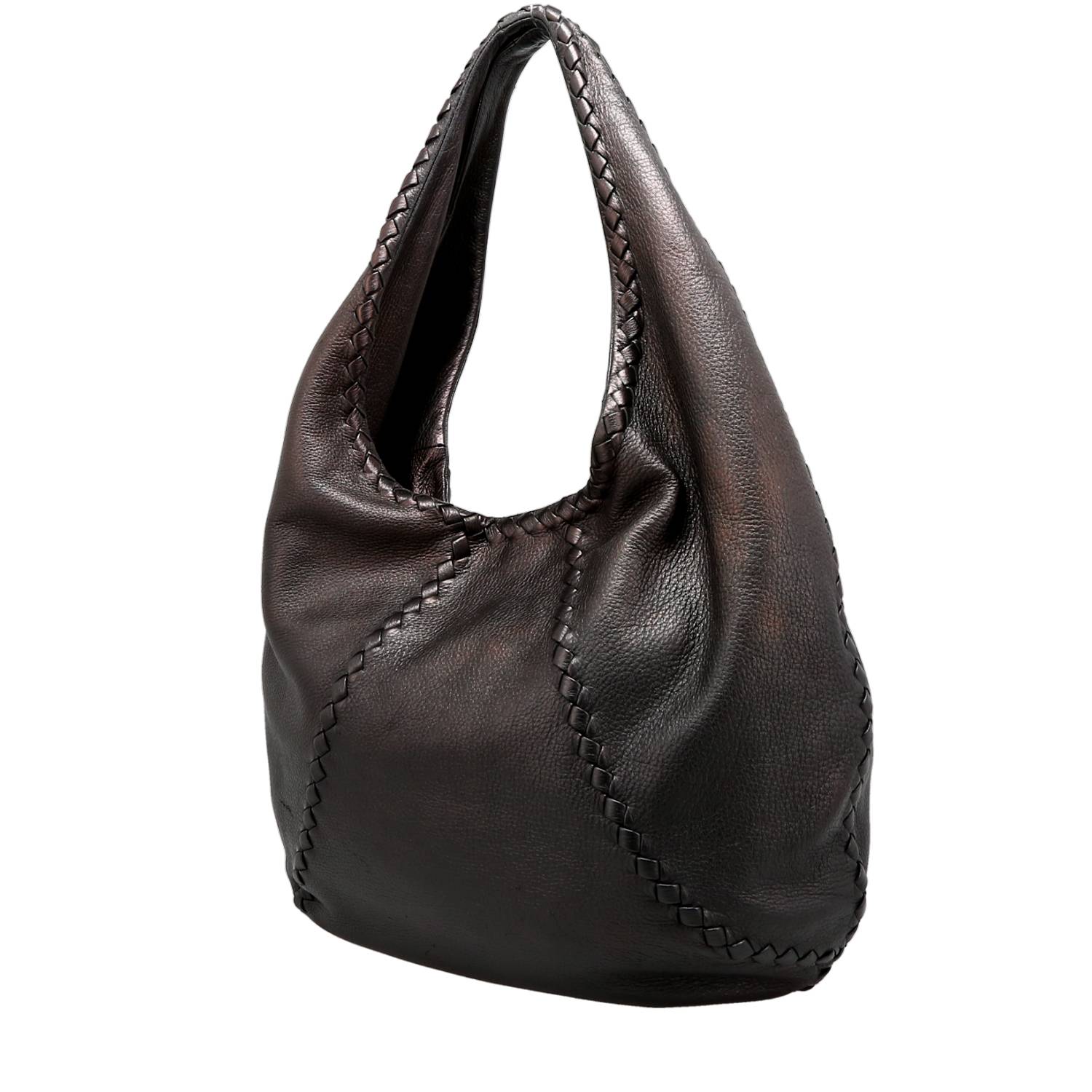 Bottega Veneta The Shoulder Pouch Handbag in Black Leather