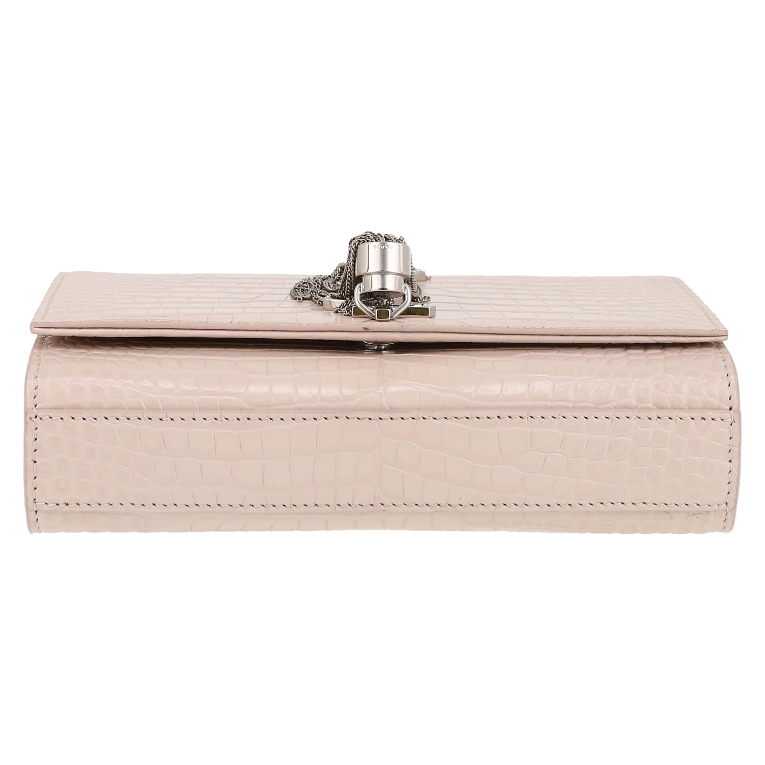 Sac bandoulière Saint Laurent  Kate Pompon petit modèle  en cuir rose-pale - Detail D1