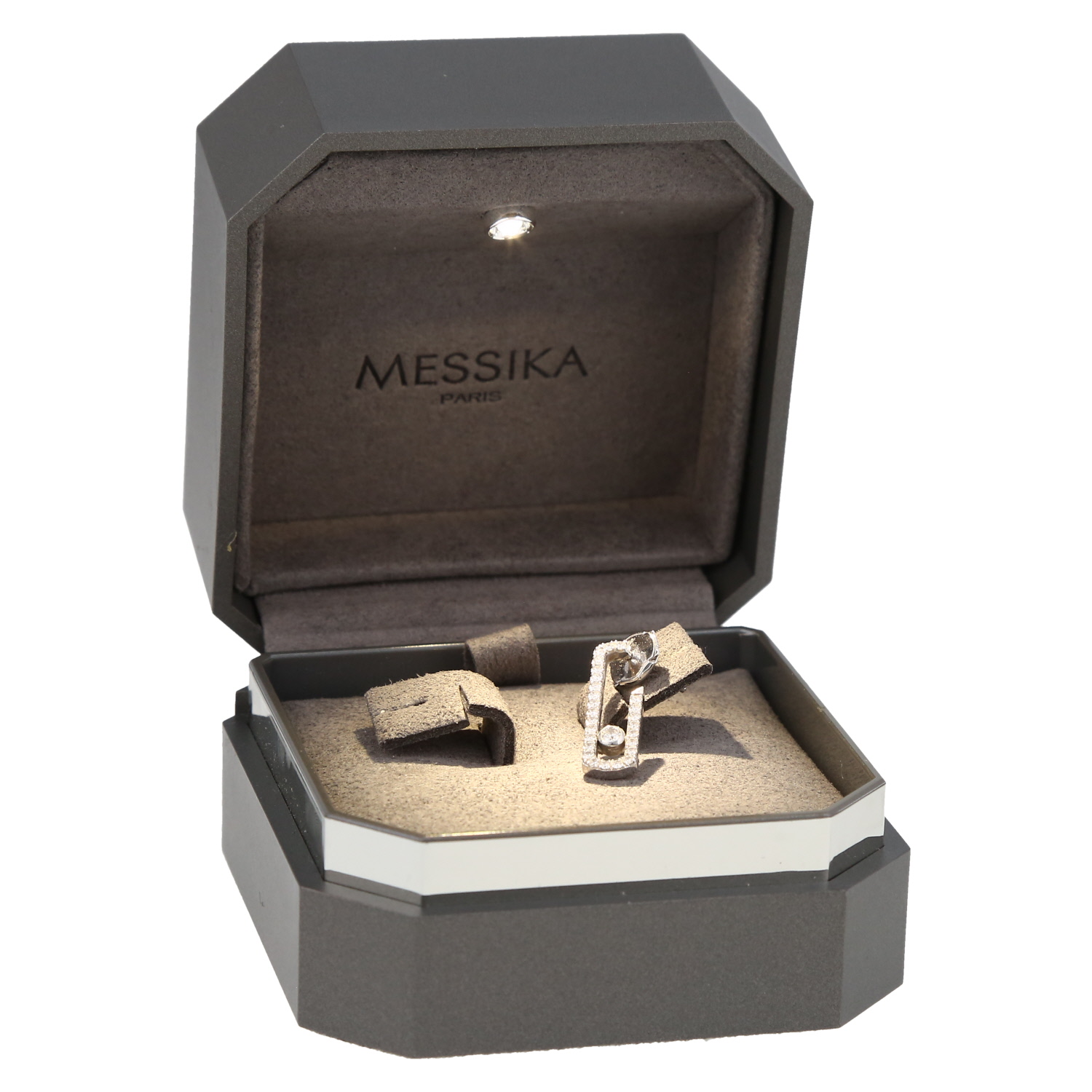 Pendiente Messika Move Addiction de oro blanco y diamantes - Detail D2