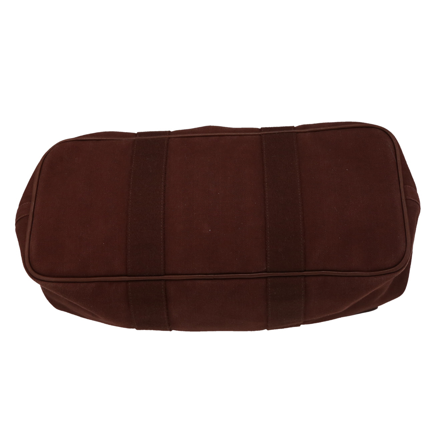 Sac de week end Hermès  Valparaiso en cuir marron et toile marron - Detail D1