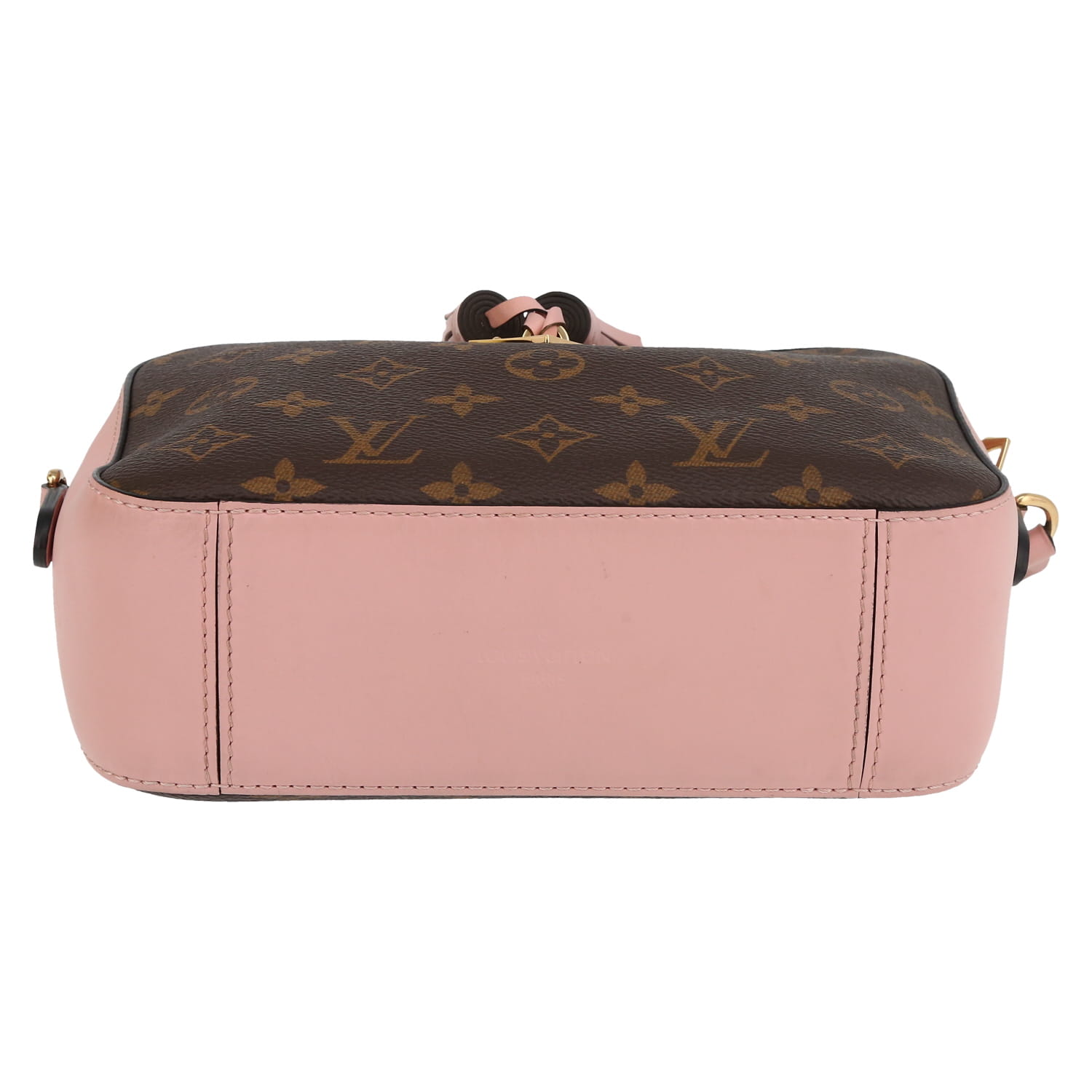 Louis Vuitton  Saintonge shoulder bag  in brown monogram canvas  and pink leather - Detail D1