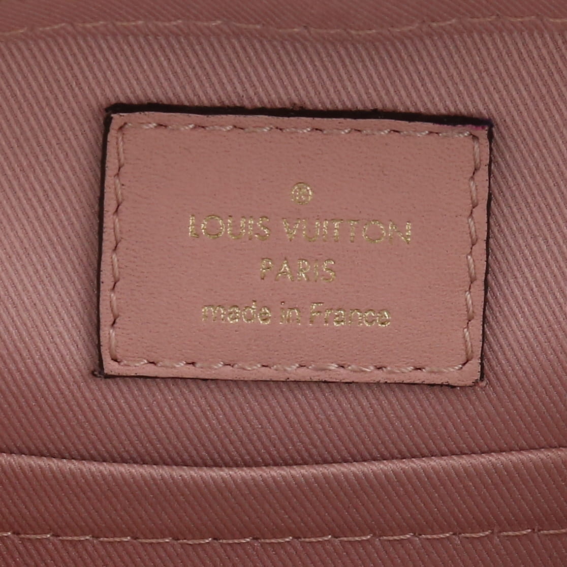 Louis Vuitton  Saintonge shoulder bag  in brown monogram canvas  and pink leather - Detail D2