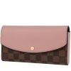 Louis Vuitton  Normandy long wallet  in brown damier canvas  and pink leather - 00pp thumbnail