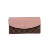 Louis Vuitton  Normandy long wallet  in brown damier canvas  and pink leather - 360 thumbnail