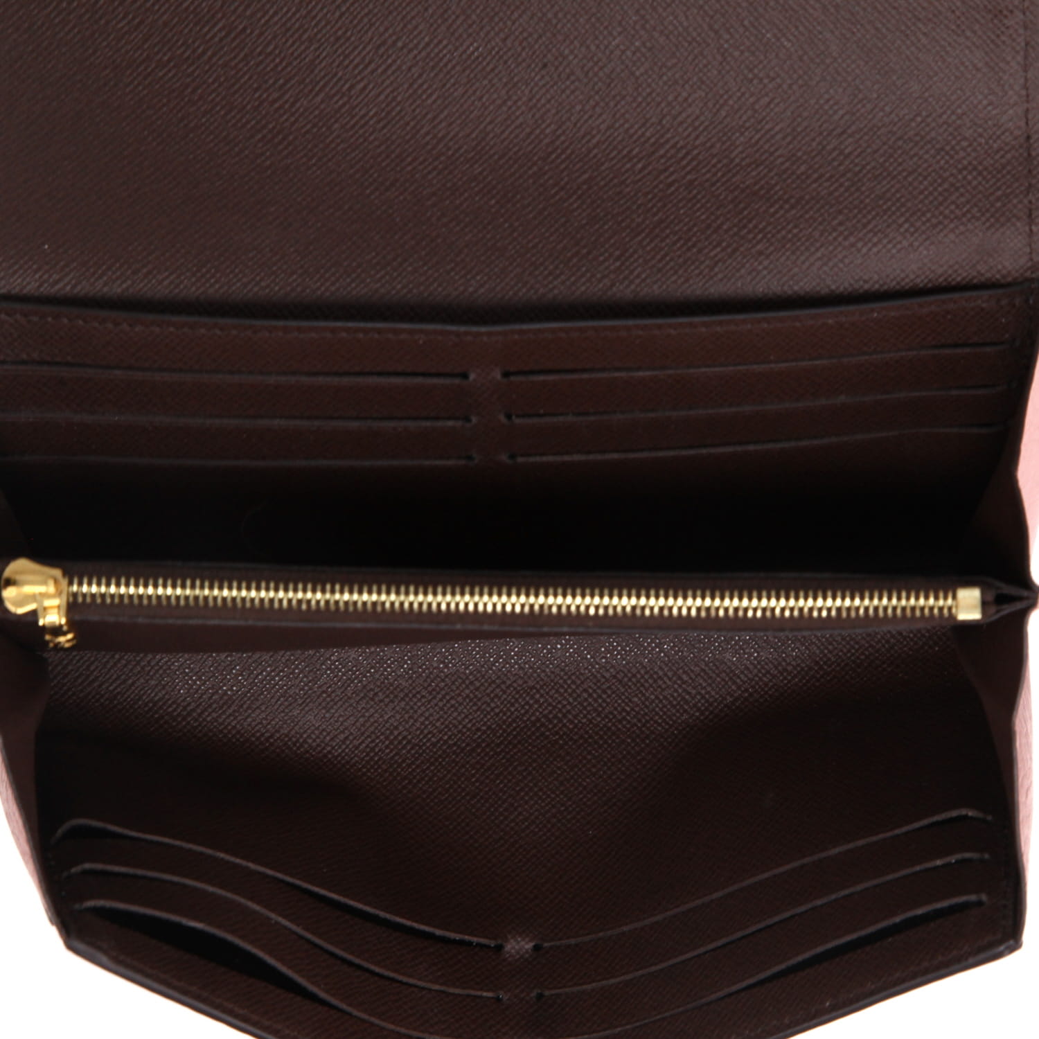 Portefeuille long Louis Vuitton  Normandy en toile damier enduite marron et cuir rose - Detail D3