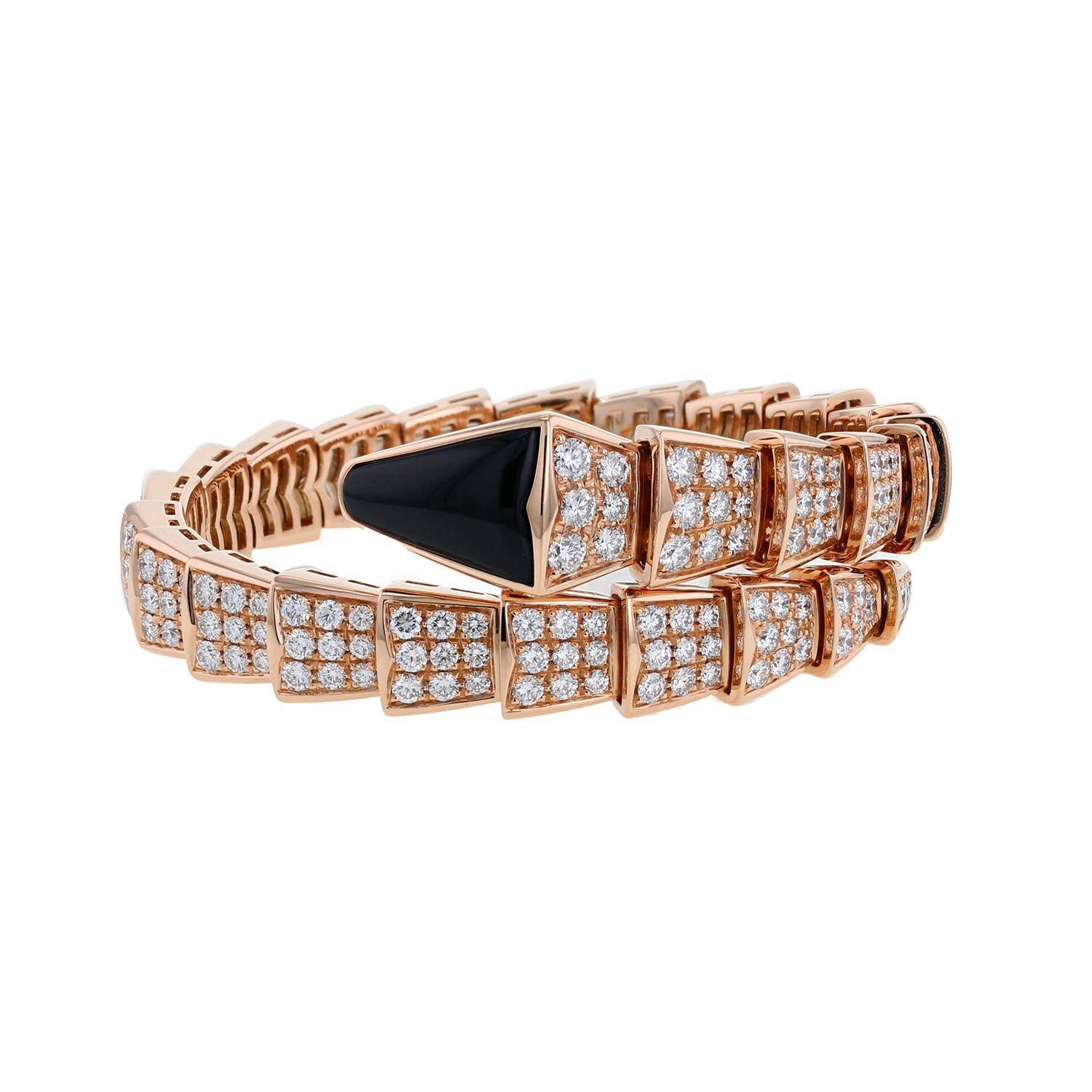 Bulgari Serpenti Bracelet Full Pave Diamond Rose Gold 261220 - JewelryReluxe