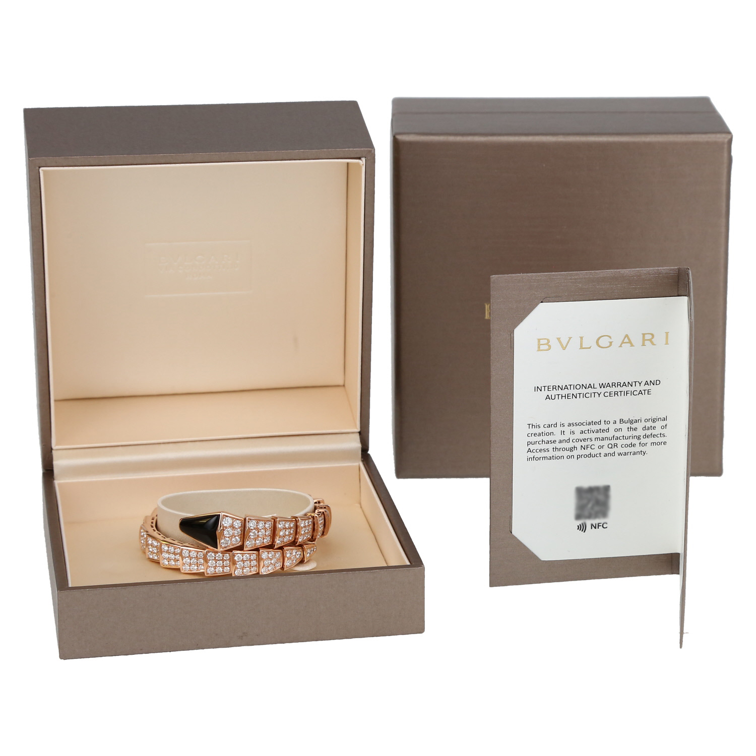 Brazalete Bulgari Serpenti Viper de oro rosa, diamantes y ónix - Detail D2