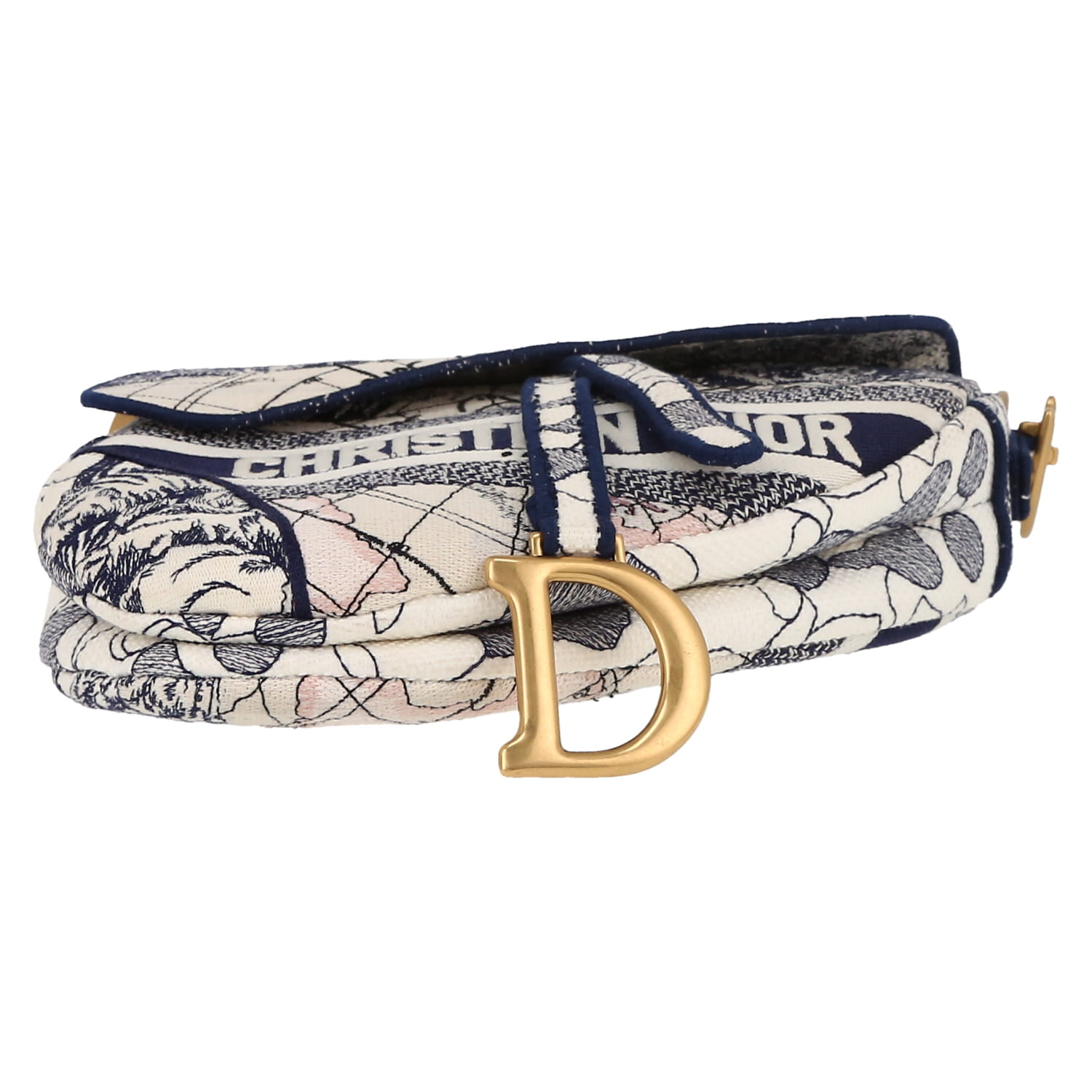 Sac à main Dior  Saddle en toile imprimée à motifs bleue - Detail D1
