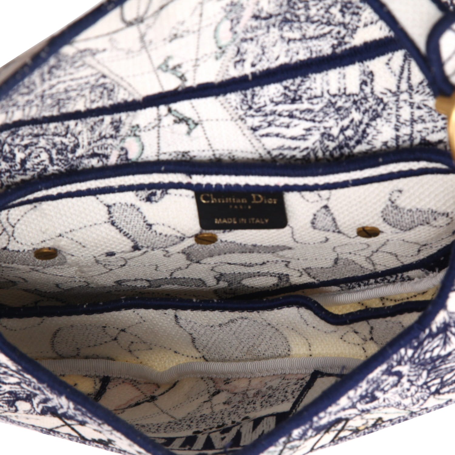 Borsa Dior  Saddle in tela con stampa a motivi blu - Detail D3