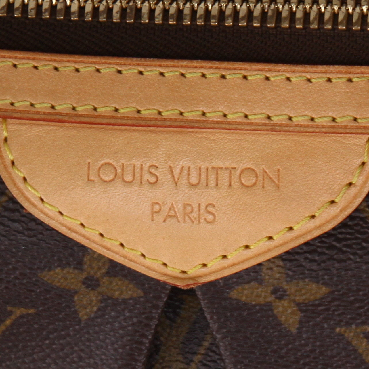Louis Vuitton  Palermo shopping bag  in brown monogram canvas  and natural leather - Detail D2