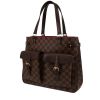 Shopping bag Louis Vuitton  Uzès in tela cerata con motivo a scacchi marrone e pelle liscia marrone - 00pp thumbnail