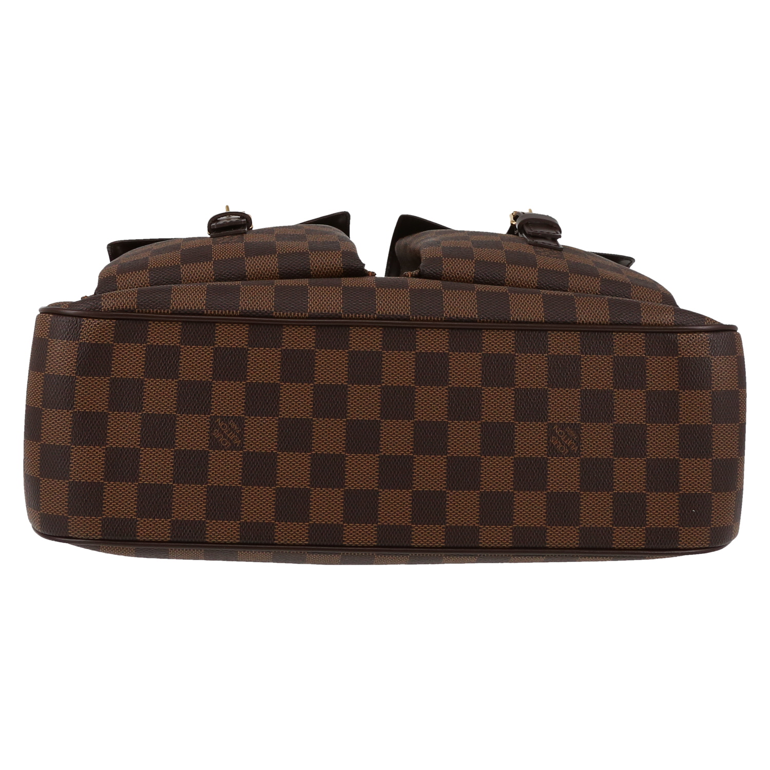 Louis Vuitton  Uzès shopping bag  in brown damier canvas  and brown smooth leather - Detail D1