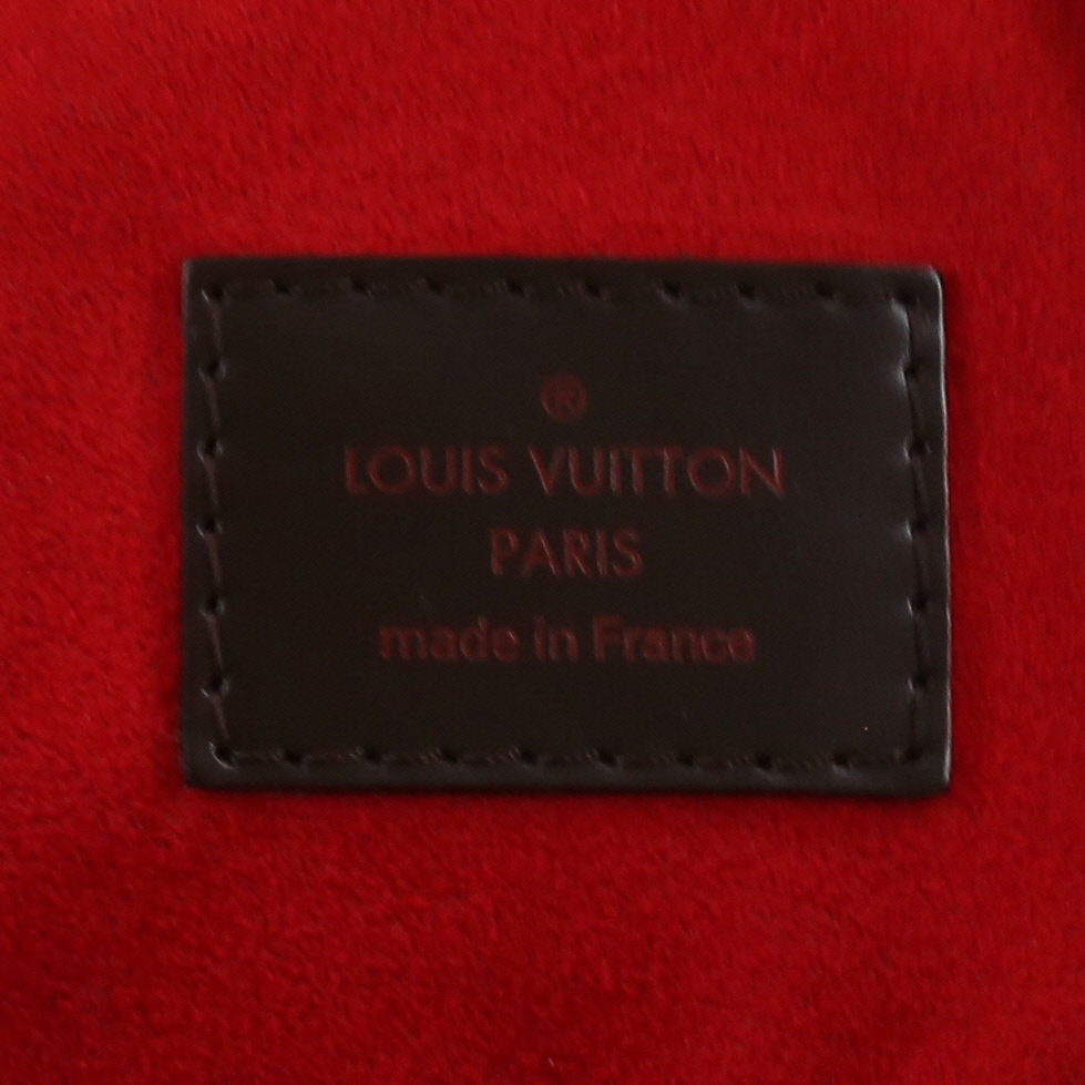 Sac à main Louis Vuitton  Evora en toile damier ébène et cuir marron - Detail D2