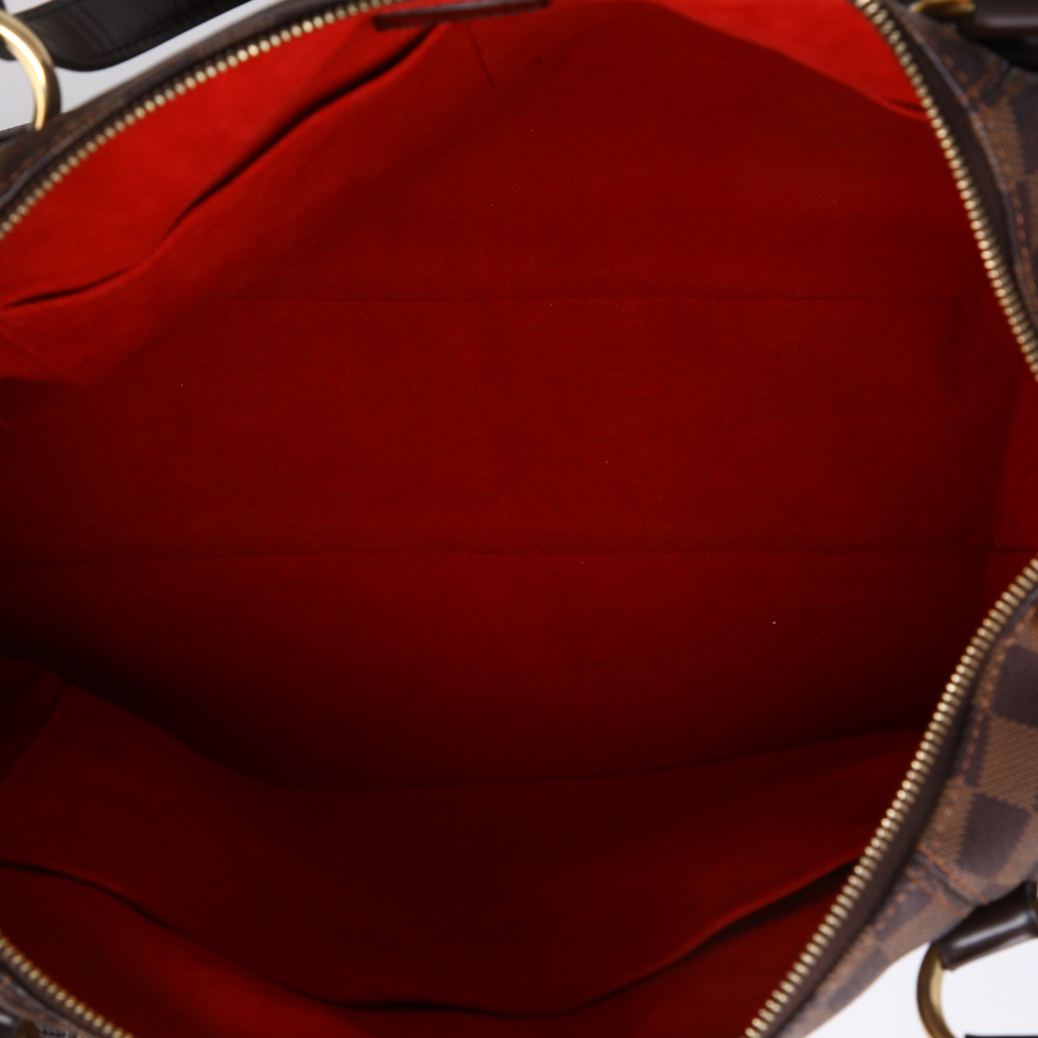 Sac à main Louis Vuitton  Evora en toile damier ébène et cuir marron - Detail D3