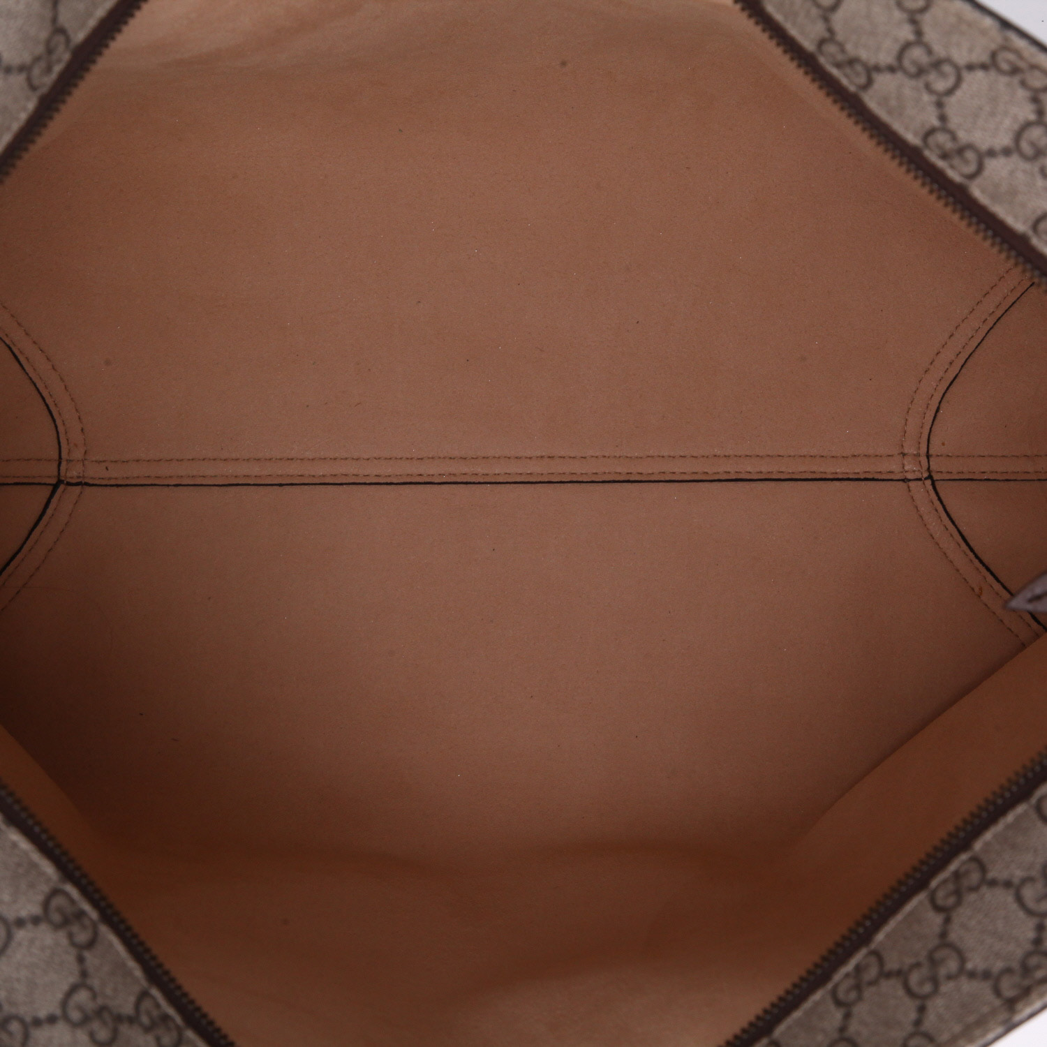 Shopping bag Gucci   in tela siglata beige e pelle marrone - Detail D3