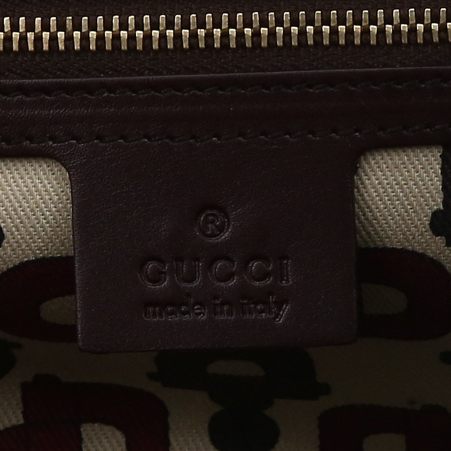 Gucci  Guccissima handbag  in brown monogram leather  and brown velvet - Detail D2