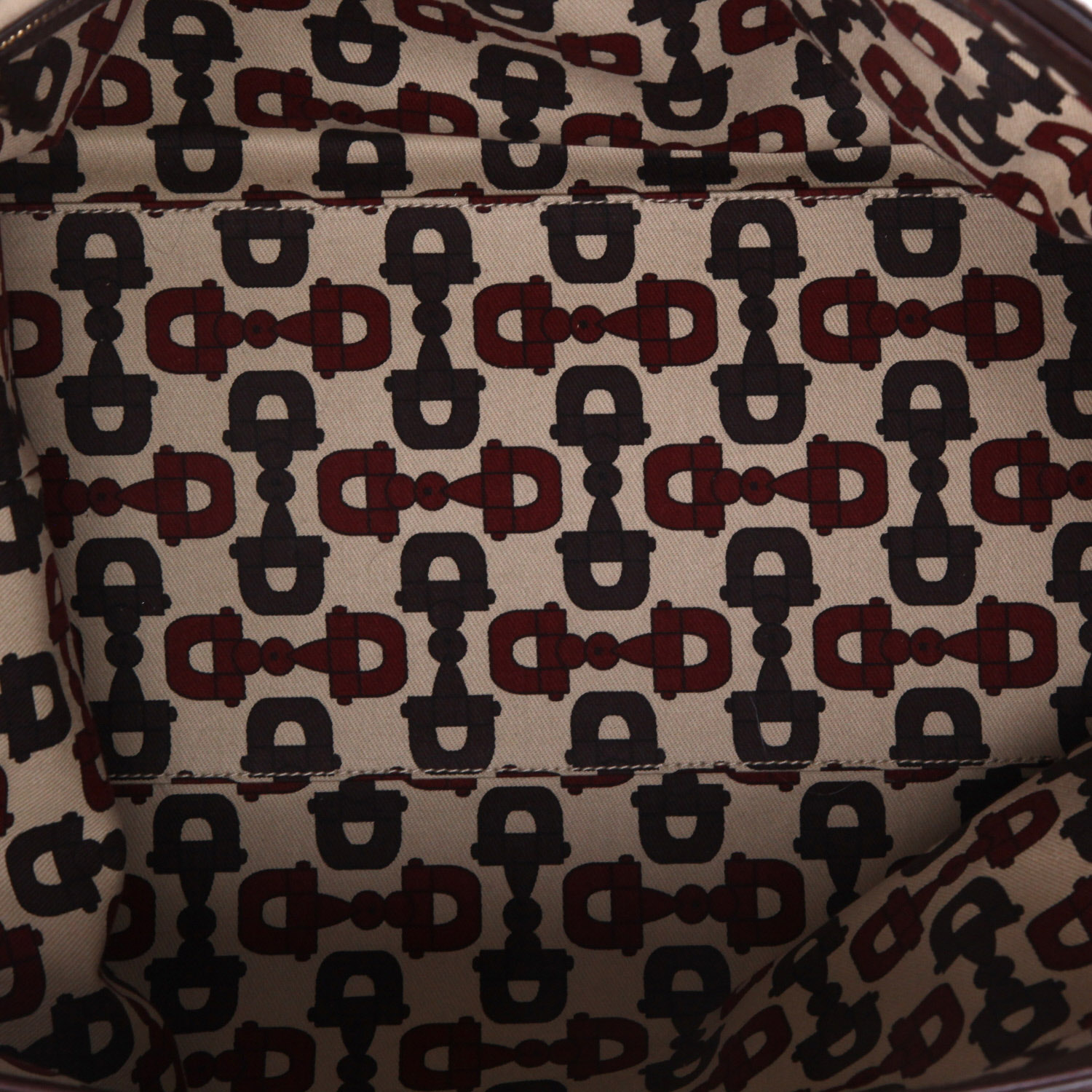 Gucci  Guccissima handbag  in brown monogram leather  and brown velvet - Detail D3