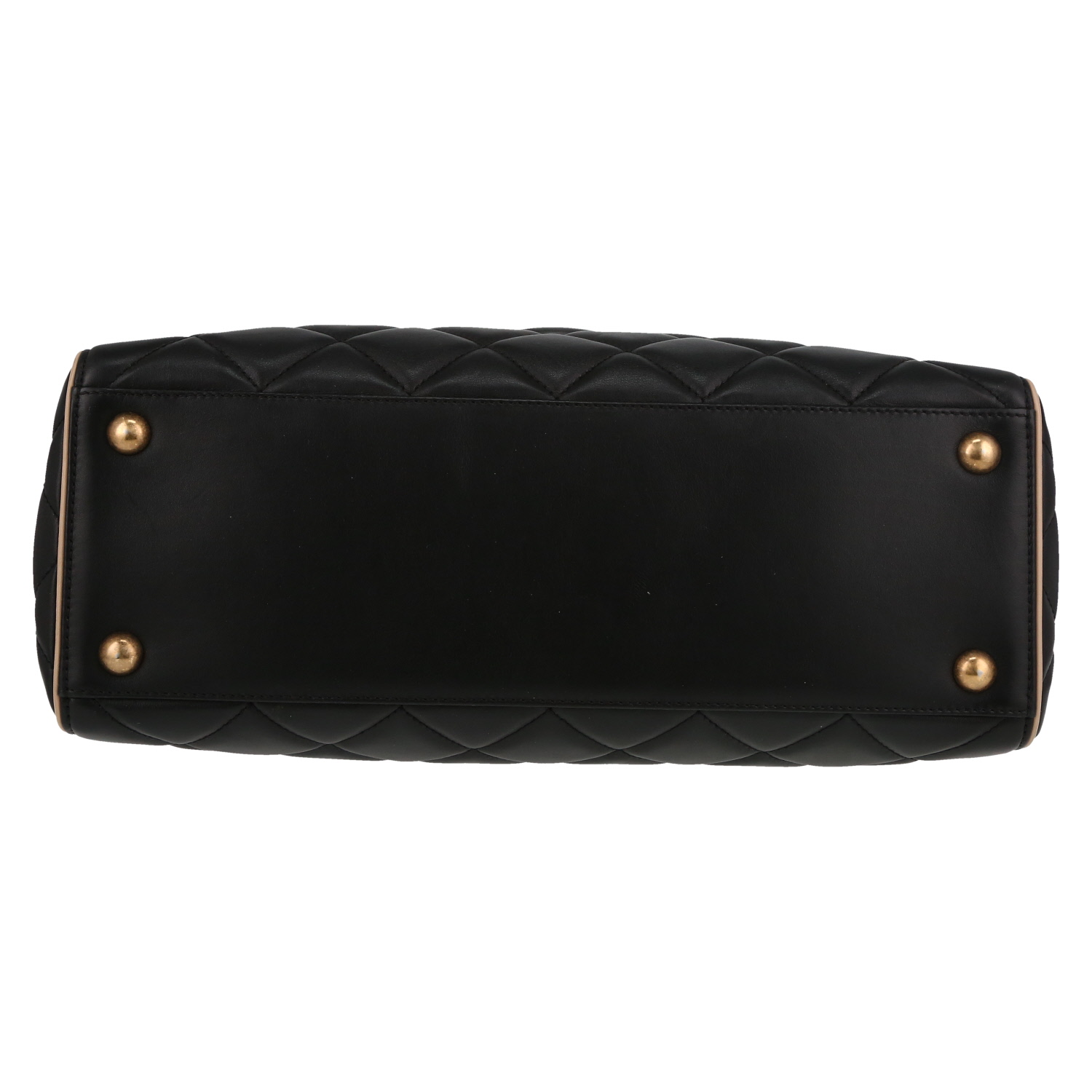 Bolso de shopping Chanel   en cuero beige y negro - Detail D1