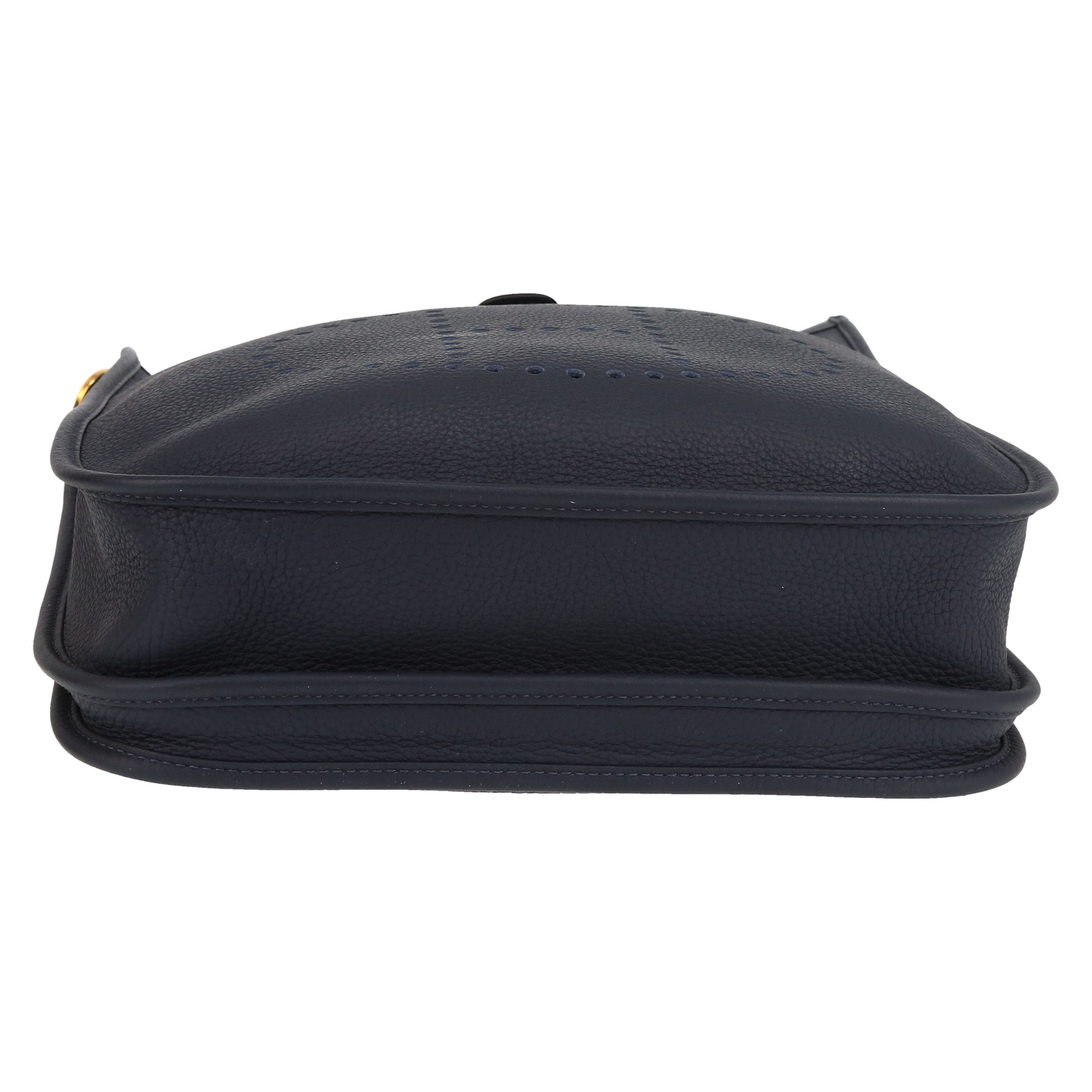 Sac bandoulière Hermès  Evelyne en cuir togo bleu - Detail D1