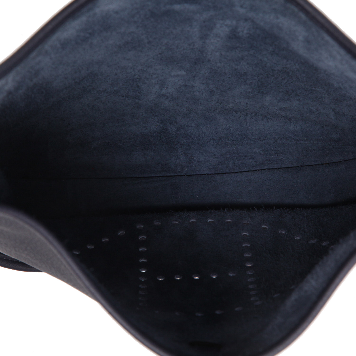 Sac bandoulière Hermès  Evelyne en cuir togo bleu - Detail D3