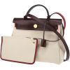 Hermès  Herbag bag worn on the shoulder or carried in the hand  in beige canvas  and burgundy leather - 00pp thumbnail