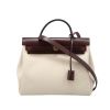 Sac porté épaule ou main Hermès  Herbag en toile beige et cuir bordeaux - 360 thumbnail