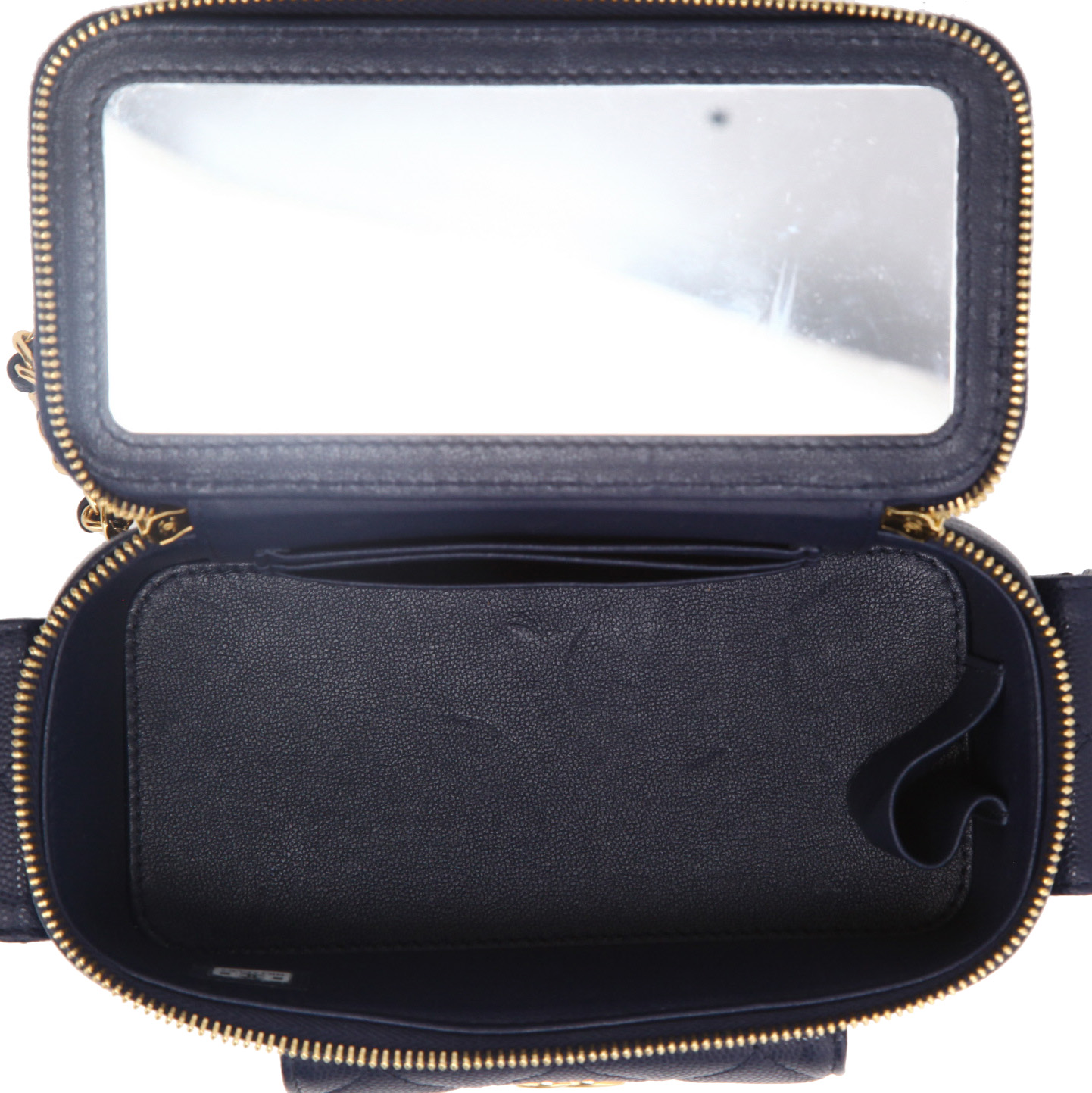 Chanel  Chanel Vanity - Pocket Hand handbag/clutch  in navy blue grained leather - Detail D3