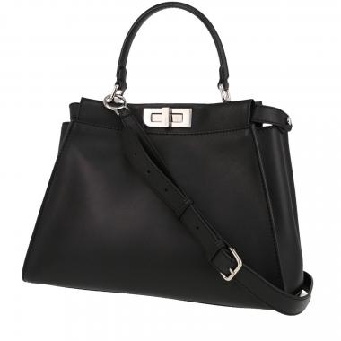 Borsa a tracolla Fendi  Peekaboo modello medio  in pelle nera e pitone nero