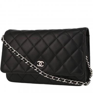 CHANEL rhombic cowhide leather 2.55 gold buckle chain shoulder bag black