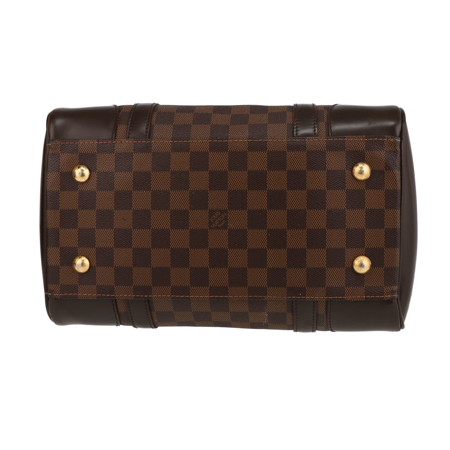 Louis Vuitton  Berkeley handbag  in ebene damier canvas  and brown leather - Detail D1