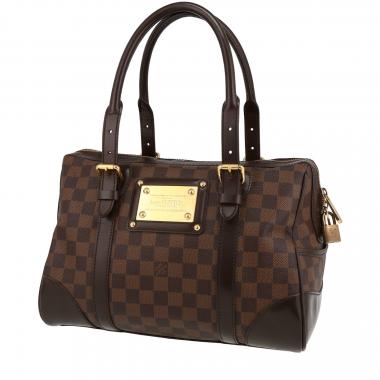 Sac à main Louis Vuitton  Berkeley en toile damier ébène et cuir marron
