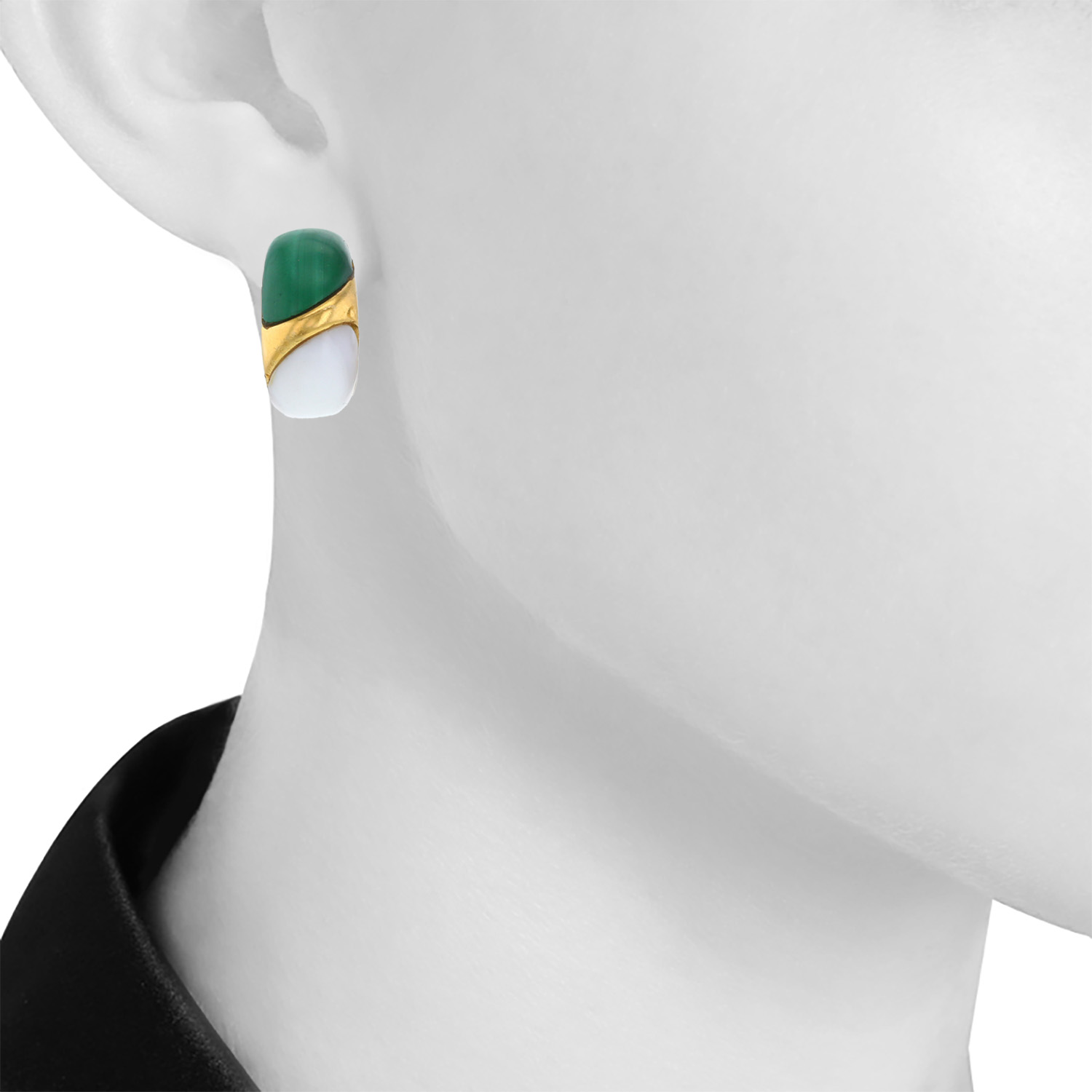 Orecchini  Chaumet  in oro giallo, malachite e agata - Detail D1