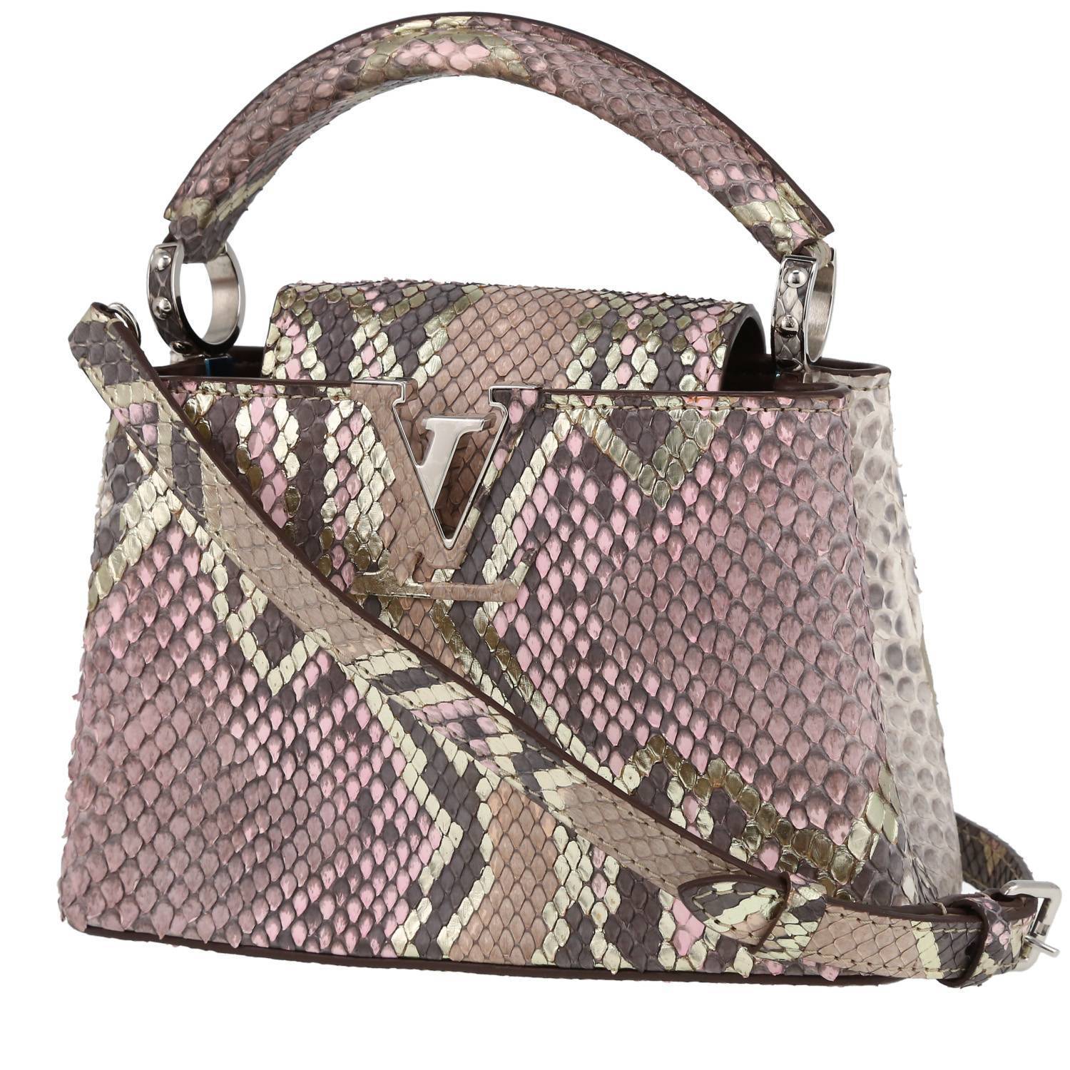 Louis Vuitton Capucines Mini Shoulder Bag in Pink, Beige and Grey